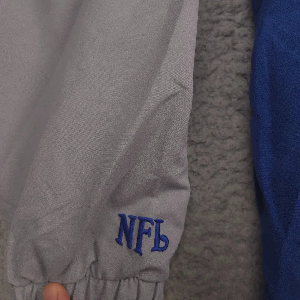 NFL Colts Pullover Jacket Mens‎ Large Blue Gray Lined V Neck Windbreaker Vintage